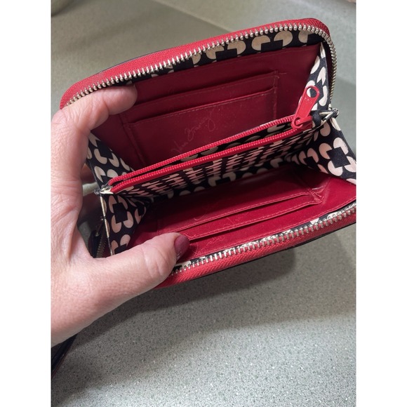 Vera Bradley Wallet Zip Around Small Red Faux Leather  Wristlet Organizer - Picture 8 of 12